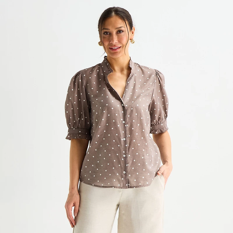 Liz Claiborne Womens Tall Short Sleeve Blouse