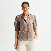 Liz Claiborne Womens Tall Short Sleeve Blouse