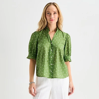 Liz Claiborne Womens Tall Short Sleeve Blouse