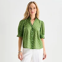 Liz Claiborne Womens Tall Short Sleeve Blouse