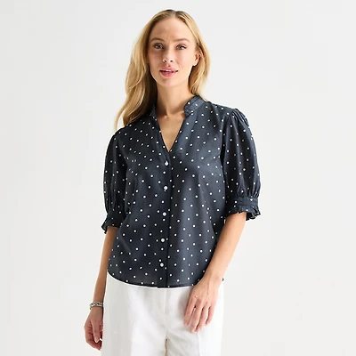 Liz Claiborne Womens Tall Short Sleeve Blouse