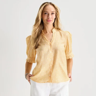 Liz Claiborne Womens Tall Short Sleeve Blouse