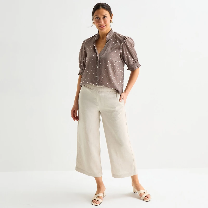 Liz Claiborne Womens Tall Short Sleeve Blouse