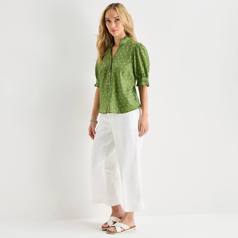 Liz Claiborne Womens Tall Short Sleeve Blouse