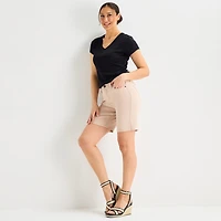 Liz Claiborne Lana Womens 8" High Rise Tall Denim Short