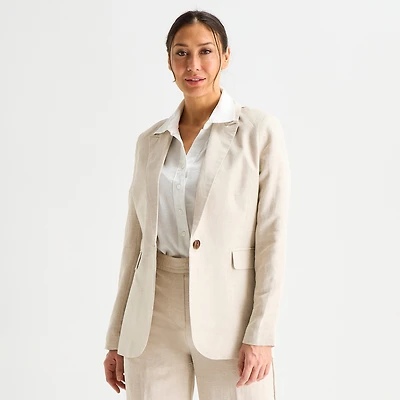 Liz Claiborne Linen Womens Classic Fit Blazer