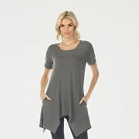 White Mark Swing Womens Scoop Neck Short Sleeve Tunic Top