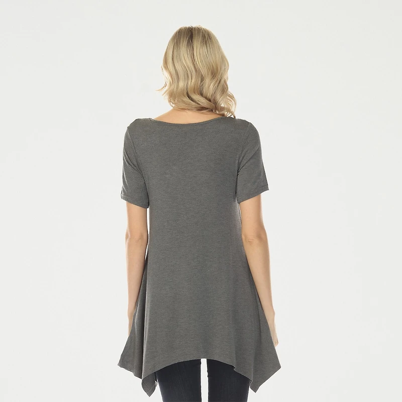 White Mark Swing Womens Scoop Neck Short Sleeve Tunic Top