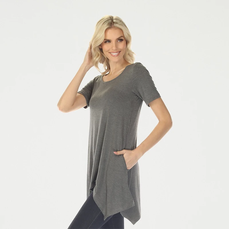 White Mark Swing Womens Scoop Neck Short Sleeve Tunic Top