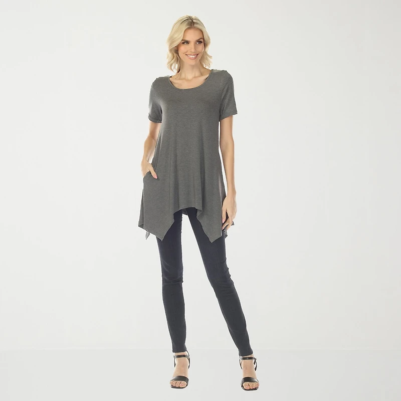 White Mark Swing Womens Scoop Neck Short Sleeve Tunic Top