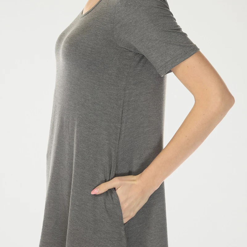 White Mark Swing Womens Scoop Neck Short Sleeve Tunic Top