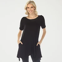 White Mark Swing Womens Scoop Neck Short Sleeve Tunic Top