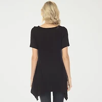 White Mark Swing Womens Scoop Neck Short Sleeve Tunic Top