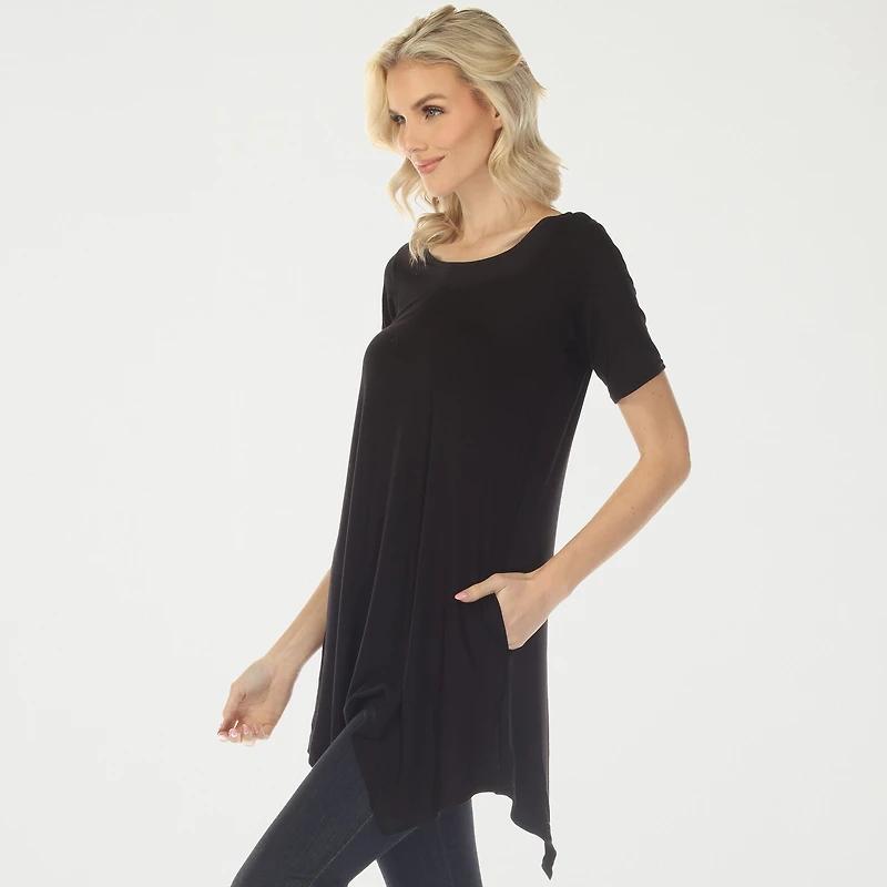 White Mark Swing Womens Scoop Neck Short Sleeve Tunic Top