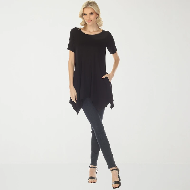 White Mark Swing Womens Scoop Neck Short Sleeve Tunic Top