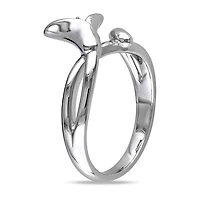 Womens Diamond Accent Natural White Sterling Silver Flower Cocktail Ring