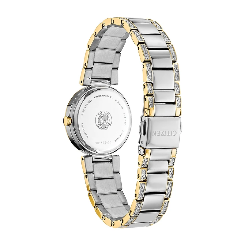 Citizen Silhouette Crystal Womens Crystal Accent Two Tone Stainless Steel Bracelet Watch Em0844-58d