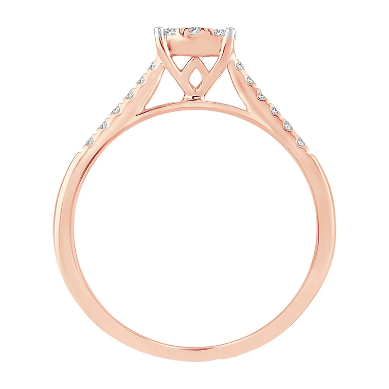 Womens 1 CT. T.W. Natural White Diamond 10K Gold Rose Cushion Engagement Ring