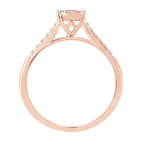 Womens 1 CT. T.W. Natural White Diamond 10K Gold Rose Cushion Engagement Ring