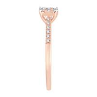 Womens 1 CT. T.W. Natural White Diamond 10K Gold Rose Cushion Engagement Ring