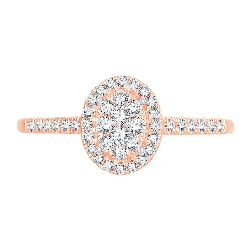 Womens 1/ CT. T.W. Natural White Diamond 10K Gold Oval Engagement Ring