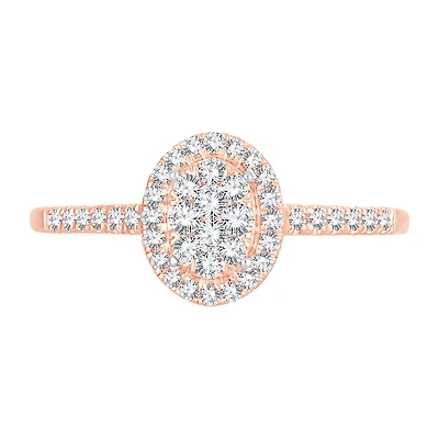 Womens 1/ CT. T.W. Natural White Diamond 10K Gold Oval Engagement Ring