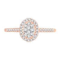 Womens 1/ CT. T.W. Natural White Diamond 10K Gold Oval Engagement Ring
