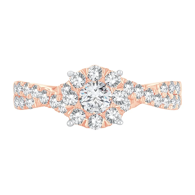 Womens CT. T.W. Natural Diamond 14K Gold Round Engagement Ring