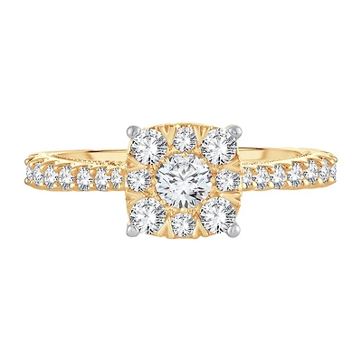 Womens 1 CT. T.W. Natural White Diamond 14K Gold Cushion Engagement Ring