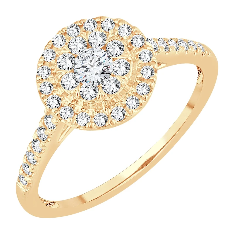 Womens 1/2 CT. T.W. Natural White Diamond 14K Gold Round Engagement Ring