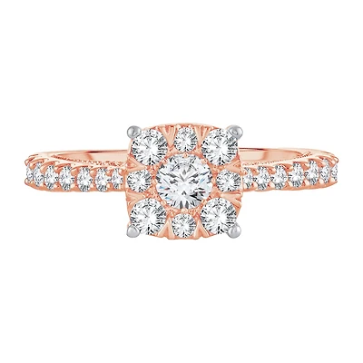 Womens 1 CT. T.W. Natural White Diamond 14K Rose Gold Cushion Engagement Ring