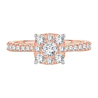 Womens 1 CT. T.W. Natural White Diamond 14K Rose Gold Cushion Engagement Ring