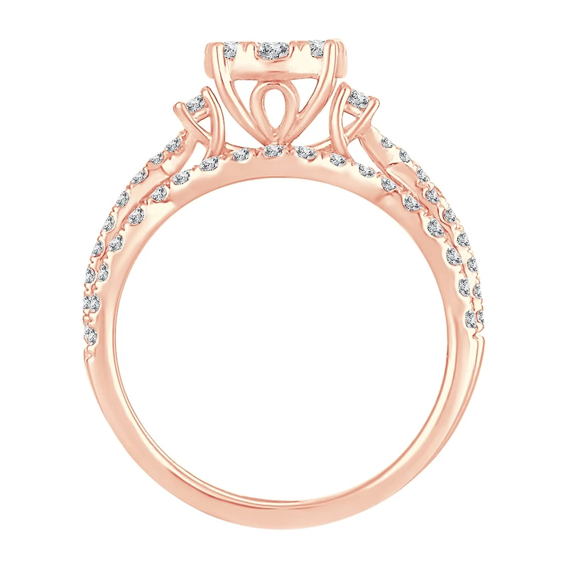 Womens 1 CT. T.W. Natural White Diamond 14K Rose Gold Round Bridal Set