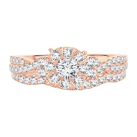 Womens 1 CT. T.W. Natural White Diamond 14K Rose Gold Round Bridal Set