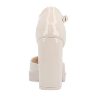 Journee Collection Samarr Womens Round Closed Toe Wedge Heel Pumps