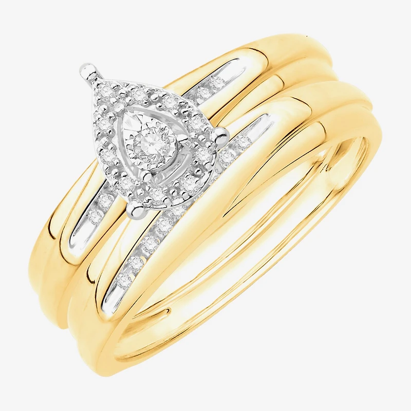 3PC His and Hers Trio Wedding Set Featuring / CT.T.W. Natural Diamond Womens Bridal Set and Mens Wedding Band in 10K or 14K Two Tone Gold