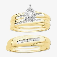 3PC His and Hers Trio Wedding Set Featuring / CT.T.W. Natural Diamond Womens Bridal Set and Mens Wedding Band in 10K or 14K Two Tone Gold