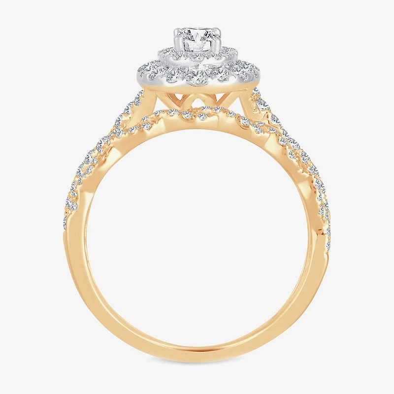 Womens 1 CT.T.W. Natural Diamond 10K or 14K Gold Oval Halo Bridal Set