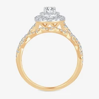 Womens 1 CT.T.W. Natural Diamond 10K or 14K Gold Oval Halo Bridal Set