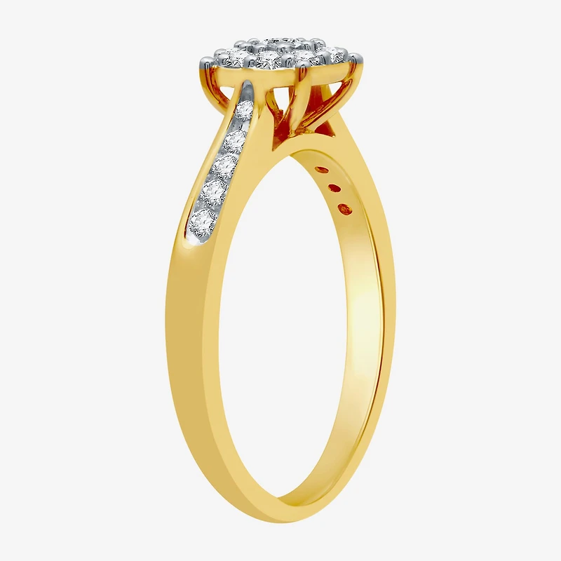 I Said Yes (H-I / I1) Womens 3/8 CT. T.W. Lab Grown White Diamond Sterling Silver Round Side Stone Halo Bridal Set
