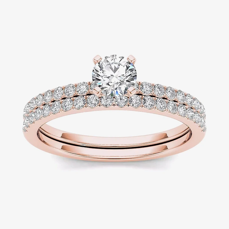 3/4 CT.T.W. Natural Diamond 14K Rose Gold Bridal Ring Set