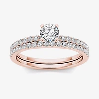 3/4 CT.T.W. Natural Diamond 14K Rose Gold Bridal Ring Set