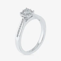 Promise My Love Womens Diamond Accent Natural White Sterling Silver Round Side Stone Halo Ring