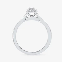 Promise My Love Womens Diamond Accent Natural White Sterling Silver Round Side Stone Halo Ring