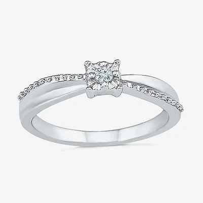 Promise My Love Womens Diamond Accent Natural White Sterling Silver Round Ring