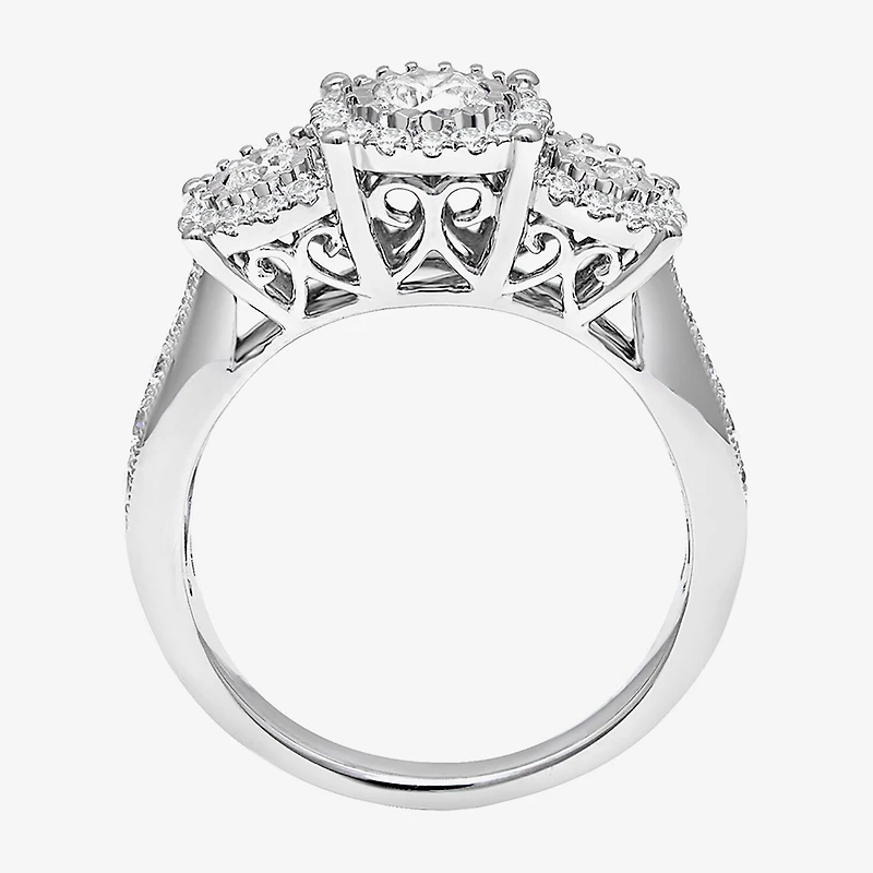 (I / SI2) Love Lives Forever Womens 1 CT. T.W. Lab Grown White Diamond 10K or 14K Gold Round 3-Stone Engagement Ring