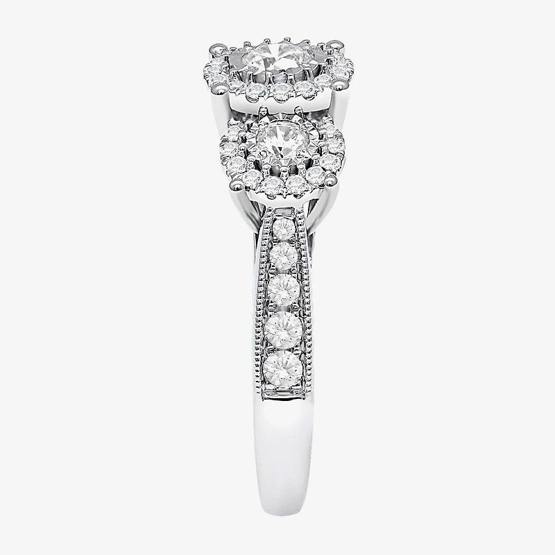 (I / SI2) Love Lives Forever Womens 1 CT. T.W. Lab Grown White Diamond 10K or 14K Gold Round 3-Stone Engagement Ring