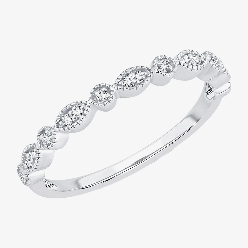 Womens Diamond Accent Natural White 10K Gold Wedding Band