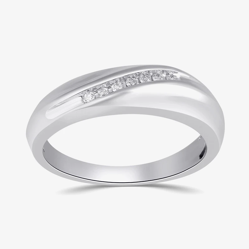 Womens 5.5MM Diamond Accent Natural White Sterling Silver Wedding Band