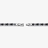 Mens Stainless Steel and Black Ceramic Link Bracelet